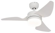 Вентилатор за таван бял 86.7cm вкл. LED димируем с дистанционно управление - Yuki