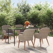 3156730 vidaXL Градински трапезен комплект с възглавници, 5 части, кафяв