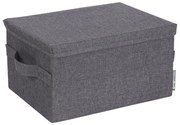 Сива текстилна кутия за съхранение с капак 35x26x19 cm Soft Storage – Bigso