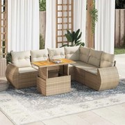 3327271 vidaXL Градински диван с възглавници, 7 части, бежов полиратан