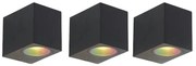 Комплект от 3 интелигентни стенни лампи черни IP44 вкл. Zigbee GU10 - Baleno