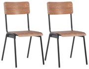 280084 vidaXL Трапезни столове, 2 бр, кафяви, твърд шперплат, стомана