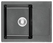 Кухненска мивка ICGS 8220GRAY, Inter Ceramic, гранит, с плот, със сифон, 62x50см