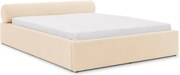 Кремаво тапицирано двойно легло с място за съхранение и включена подматрачна рамка 140x200 cm Cille – Ropez
