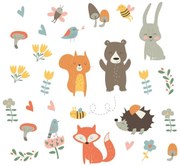 Комплект стикери за стена Забавни скандинавски животни - Ambiance