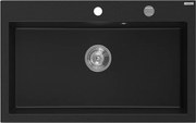 Mexen Elix гранитна мивка с 1 отделение 800 x 500 mm, черна, хромиран сифон - 6527801005-77