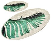 Зелени-бежови килими за баня в комплект от 2 бр. 60x100 cm Floret – Foutastic