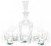 К-кт 1бр. стъклена бутилка, 1бр. стъклена тапа и 6бр. чаши за шотове прозрачни