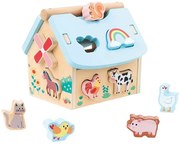 Lelin Toys - Дървена ферма-сортер, с дървени животни