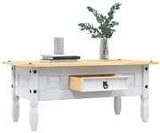 282626 vidaXL Маса за кафе, мексикански бор, стил Корона, бяла, 100x55x44 cм
