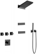 Mexen Fall вграден душ комплект, черен - 7602-04-70