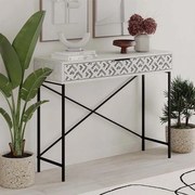 Конзола Heaton от метал и меламин в цвят античен бял 110x35,6x90см.