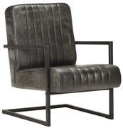 321858 vidaXL Конзолен фотьойл, състарено сиво, естествена кожа