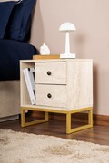 Нощно шкафче Glimmer, цвят Травертин Златен