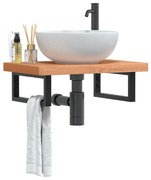 3302377 vidaXL Стенен рафт за мивка, стомана и масивно дърво бук