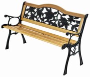 Градинска пейка с мотив на рози - 125x52x78 см, бор