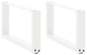 4013145 vidaXL Крака за масичка за кафе, U-образни, 2 бр., бели, 70 x (30-31) см, стомана