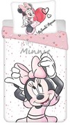 Бяло-розово единично памучно детско спално бельо 140x200 cm Minnie "White" – Jerry Fabrics