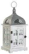 Latern DKD Home Decor Завършек със състаряващо покритие Бял Сив Дървен Кристал 19 x 19 x 42 cm