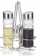 Стъклен оливерник комплект от 4 части на хромирана стойка 35мл+160мл MODERN LINE/(410)