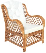 325471 vidaXL Диван с възглавница, светлокафяв, естествен ратан и лен