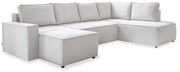 Бял разтегателен ъглов диван от рипсено кадифе (десен ъгъл/"U" форма) Brave Dave – Miuform