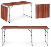 Сгъваема маса за кетъринг 180 x 60 cm с имитация на дърво от 3 части