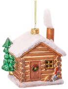 Стъклена ръчно изработена коледна украса 10 cm Christmas Cabin – Sass & Belle