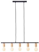 Brilliant - Полилей на кабел KERRY 5xE27/40W/230V черен/бамбук