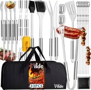 Комплект аксесоари за барбекю в калъф, 33 части от неръждаема стомана