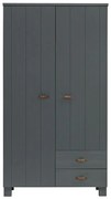 Тъмносив гардероб от борова дървесина 111x202 cm Dennis - WOOOD