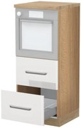 Висок подов шкаф за фурна Modena K14-60-2MB-Walnut - White glossy