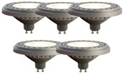 Комплект от 5 LED крушки GU10 AR111 8W 750 lm 3000K