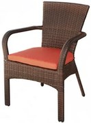 Градински стол ратан с подлакътник и възглавница кафяв C119