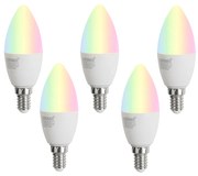 Комплект от 5 E14 димируеми LED крушки C37 опал 4.9W 470 lm 2700-6500K