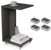 ХУГО Антрацит (Тъмно сиво) - ПОМОЩНИК 2в1 НА КОЛЕЛА/КРАКА - МОБИЛНА ПОМОЩНА МАСА ЗА ДНЕВНА/ СПАЛНЯ/ ДЕТСКА СТАЯ