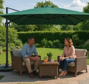 Голям градински чадър със странично рамо ROMA 3 x 3 м - зелен