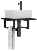 3302573 vidaXL Стенен рафт за мивка, стомана и масивно дърво дъб