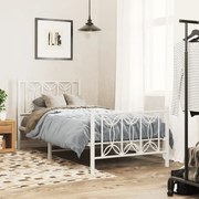 376186 vidaXL Метална рамка за легло с горна и долна табла, бяла, 80x200 см