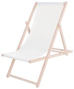 Градински шезлонг бял/бук