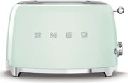 Тостер за хляб SMEG 50's Style TSF01PGEU, 950W, 2 филии, 6 нива, Тавичка за трохи, Вграден кабел, Неръждаема стомана, Зелен