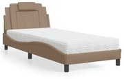3208765 vidaXL Легло с матрак, капучино, 90x190 см, изкуствена кожа