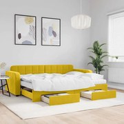 3196999 vidaXL Канапе с изтеглящо легло и чекмеджета жълто 80x200 см кадифе
