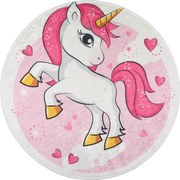 Розов детски килим подходящ за пране ø100 cm Pink Unicorn – Vitaus