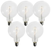 Комплект от 5 E27 димируеми LED крушки спираловиден филамент G125 4W 270 lm 2200K