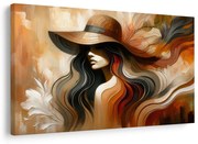 Картина на платно – Жена с шапка в есенни тонове