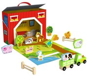 Tooky Toy - Ферма с дървени фигури в куфар TY201