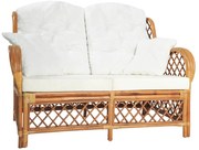 325474 vidaXL 2-местен диван, светлокафяв, ратан