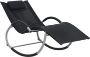 47788 vidaXL Шезлонг с възглавничка, черен, textilene