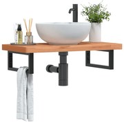 3302373 vidaXL Стенен рафт за мивка, стомана и масивно дърво бук